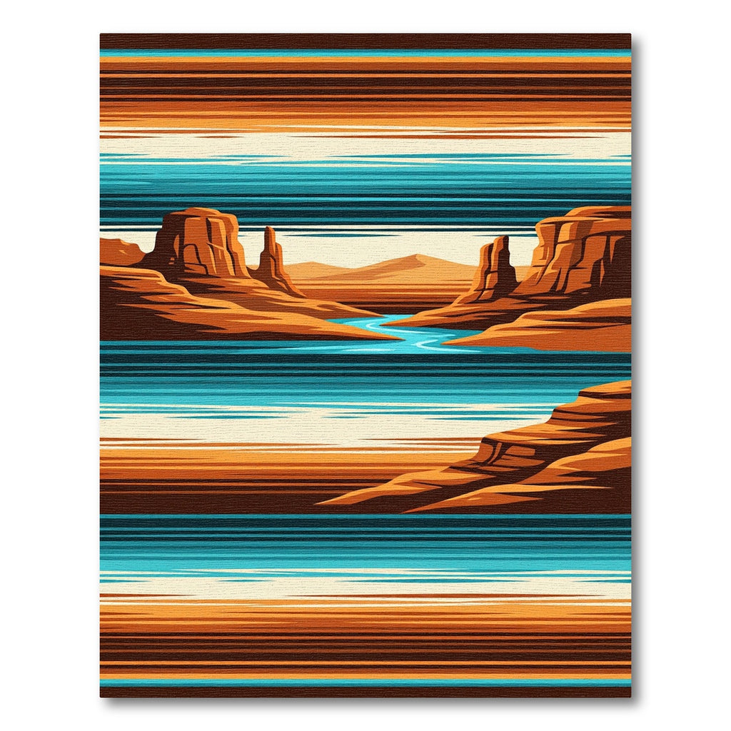 Southwest Desert Canyon Striped Landscape Rug