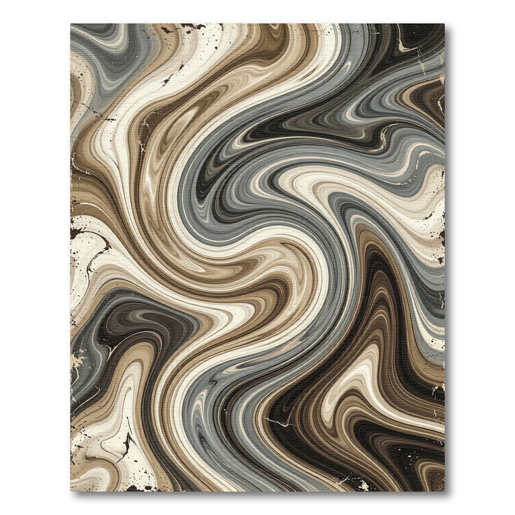 Modern Earthy Swirl Abstract Fluid Rug