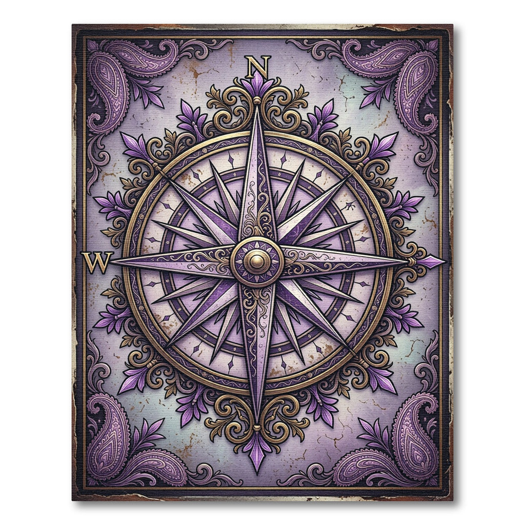 Ornate Lavender Compass Floral Medallion Rug