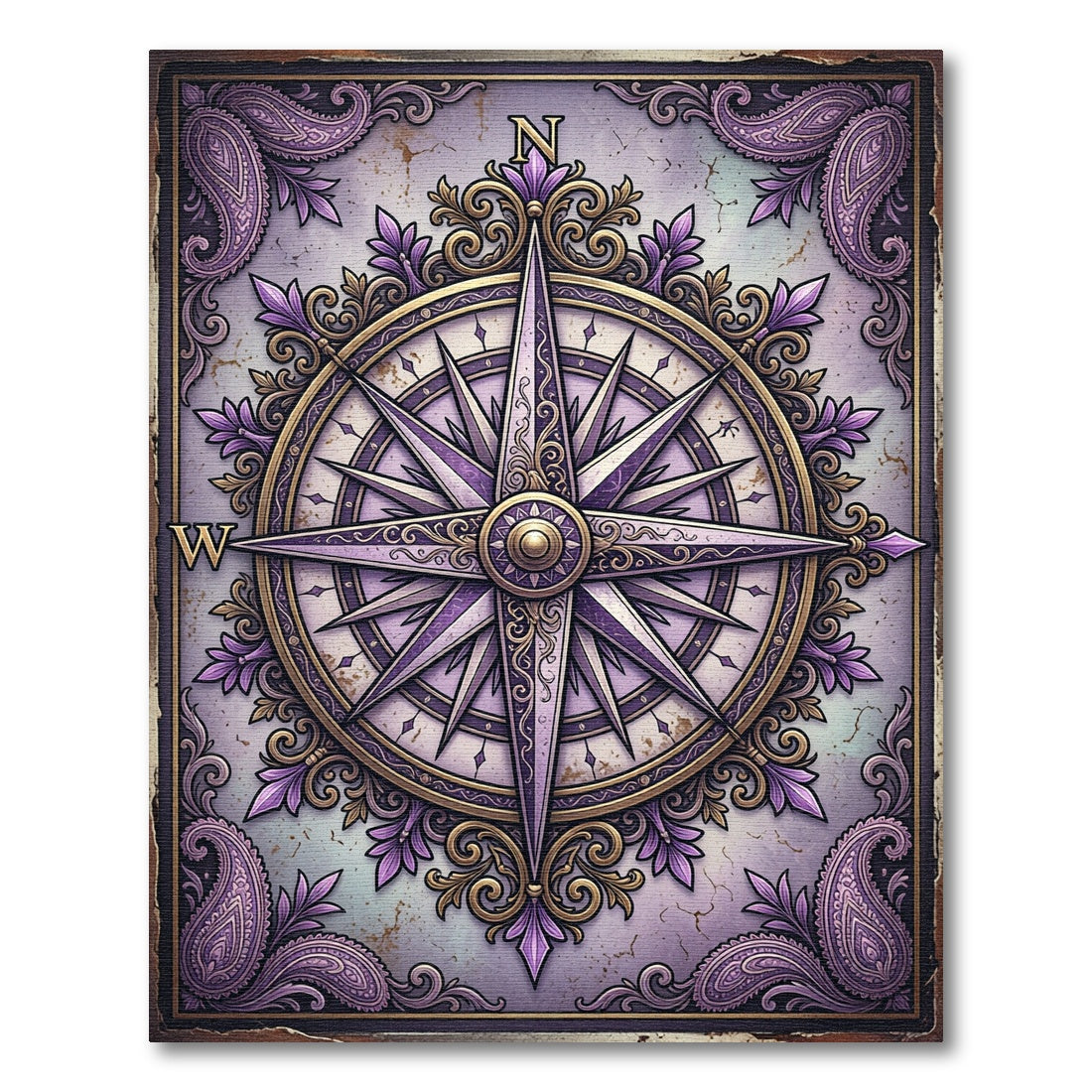 Ornate Lavender Compass Floral Medallion Rug