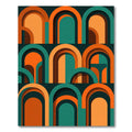 Mid Century Modern Orange Teal Arch Rug