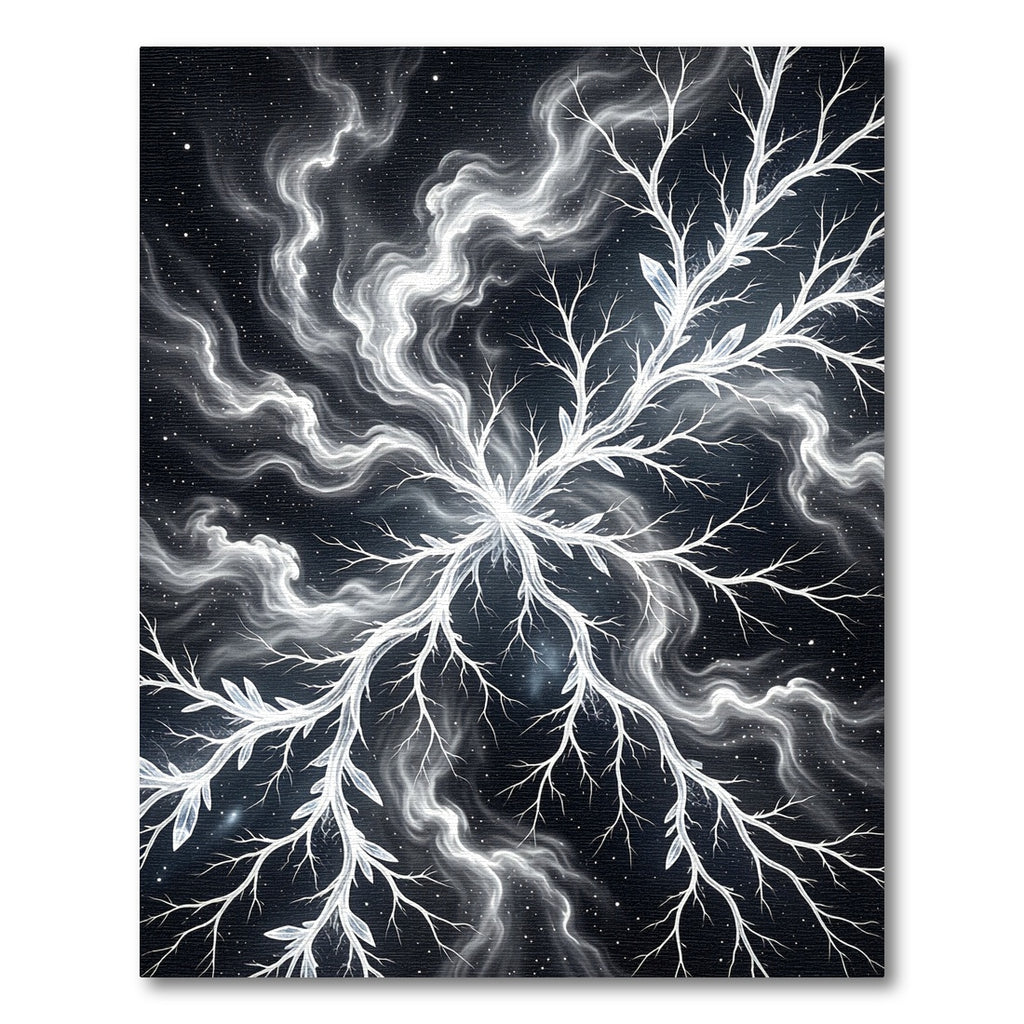 Ethereal Celestial White Branch Nebula Rug