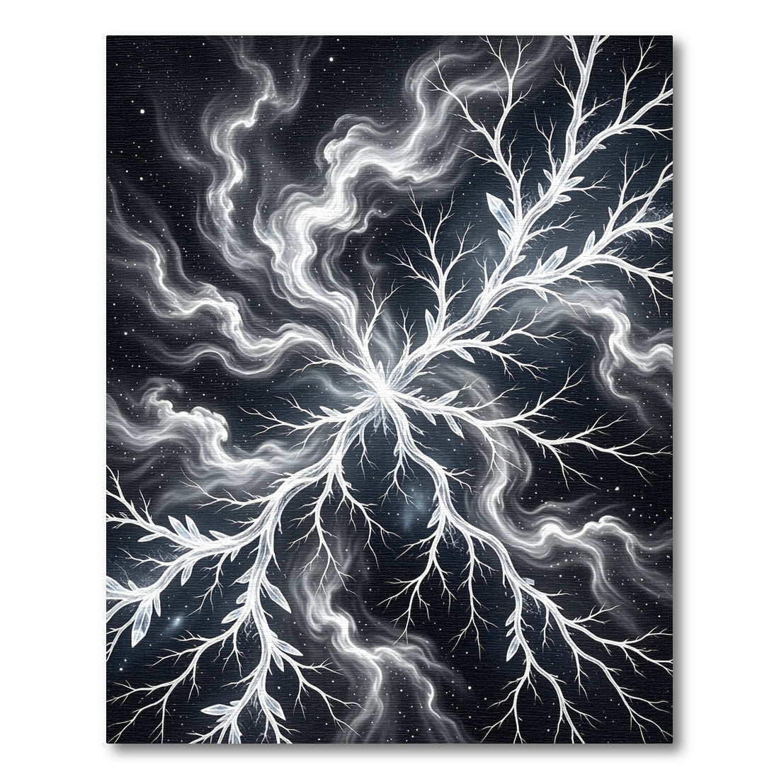 Ethereal Celestial White Branch Nebula Rug