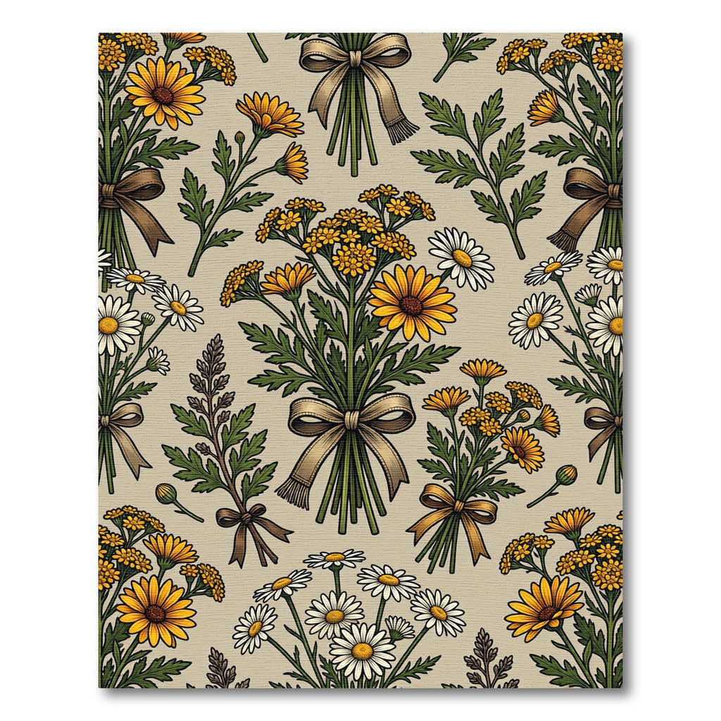 Vintage Golden Daisy and Wildflower Bouquet Rug