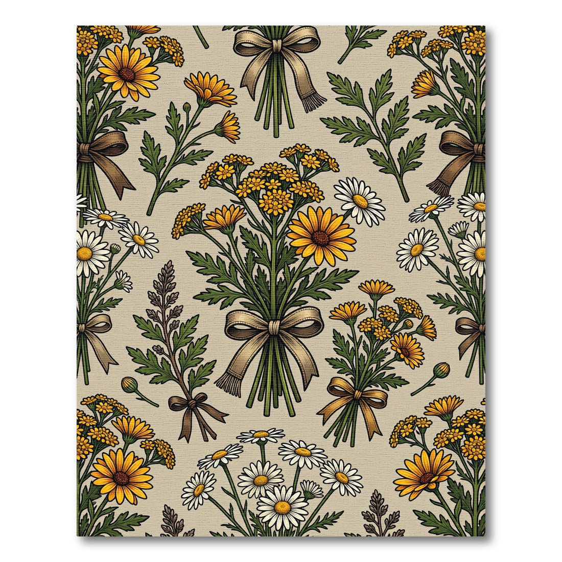 Vintage Golden Daisy and Wildflower Bouquet Rug