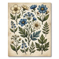 Vintage Blue and Cream Botanical Meadow Rug