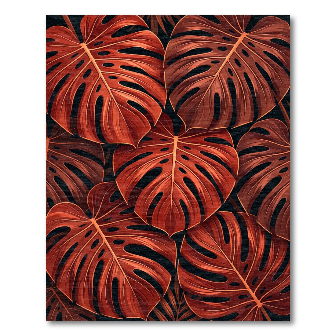 Terracotta Leaf Tropical All Over Rug