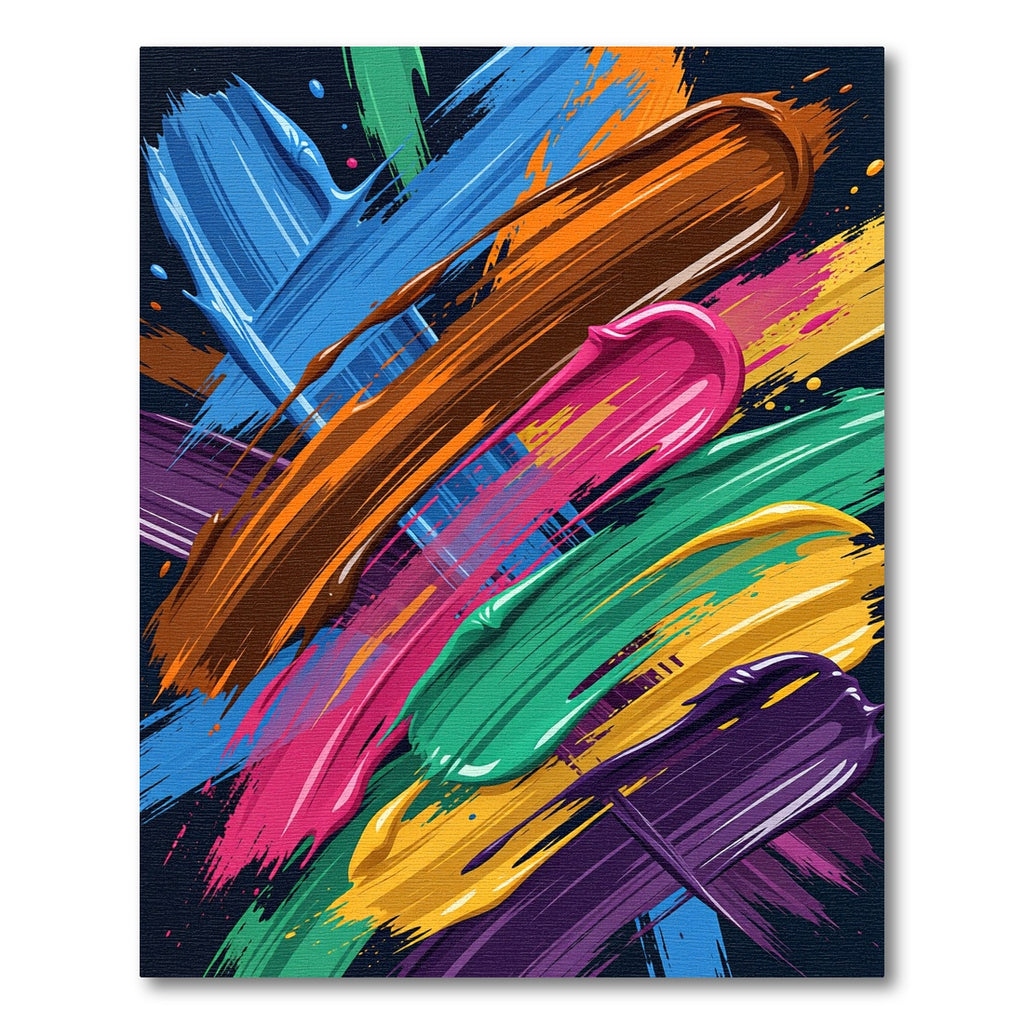 Vibrant Multi Color Abstract Painted Stroke Rug