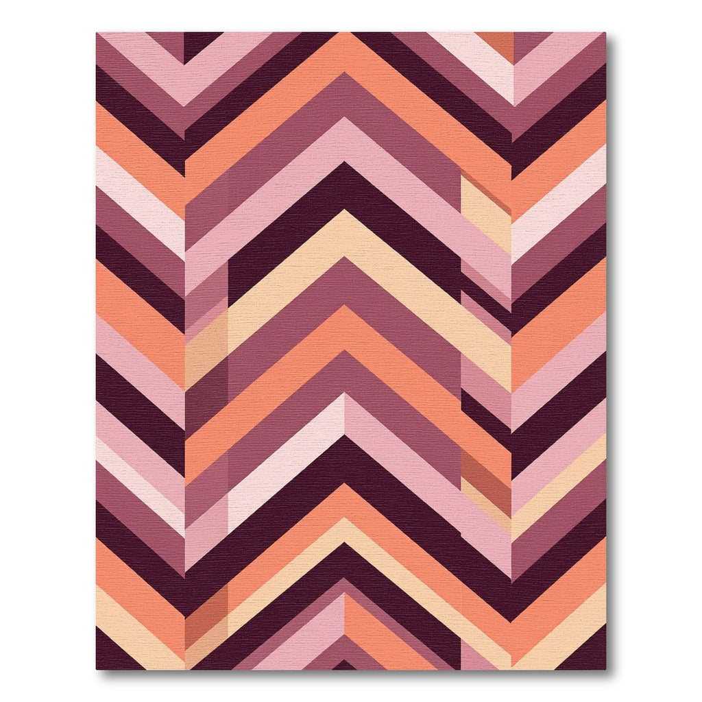 Abstract Retro Chevron Geometric Warm Sunset Tones Rug