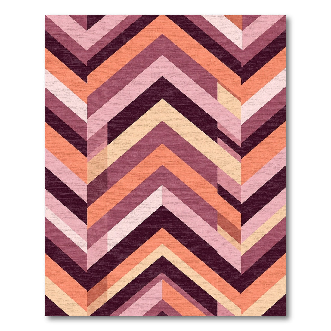 Abstract Retro Chevron Geometric Warm Sunset Tones Rug