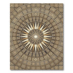 Golden Sunburst Medallion Circular Tile Rug
