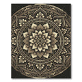 Elegant Gold Monochrome Lotus Medallion Rug