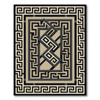 Black and Beige Geometric Greek Key Rug