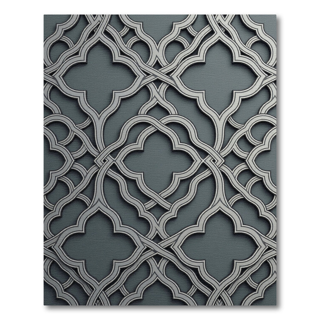Sophisticated Gray Interlocking Quatrefoil Tile Rug