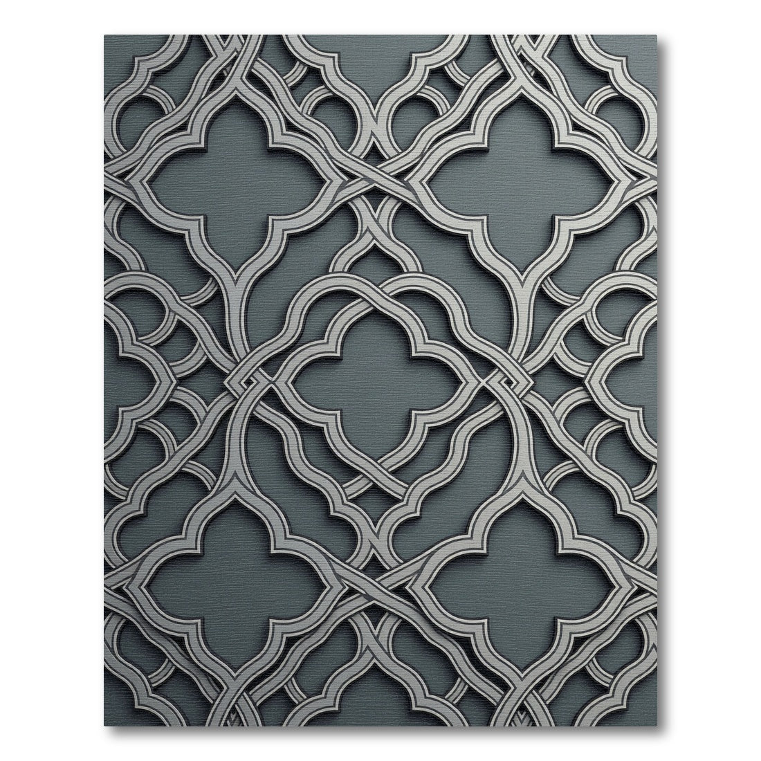 Sophisticated Gray Interlocking Quatrefoil Tile Rug