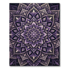 Intricate Violet Floral Mandala Rug