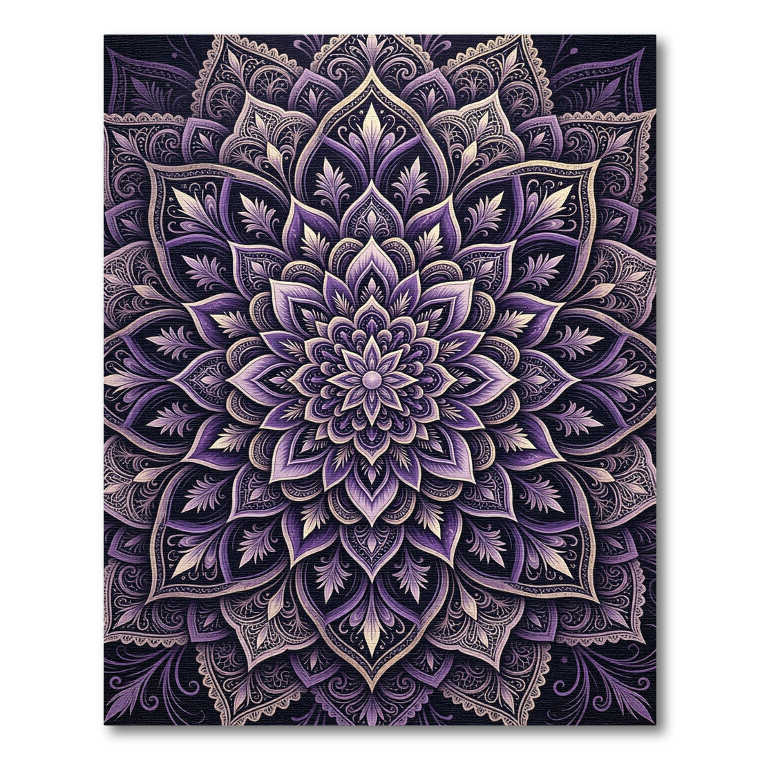 Intricate Violet Floral Mandala Rug