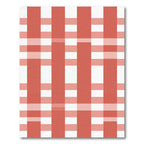 Coral White Gingham Plaid Rug
