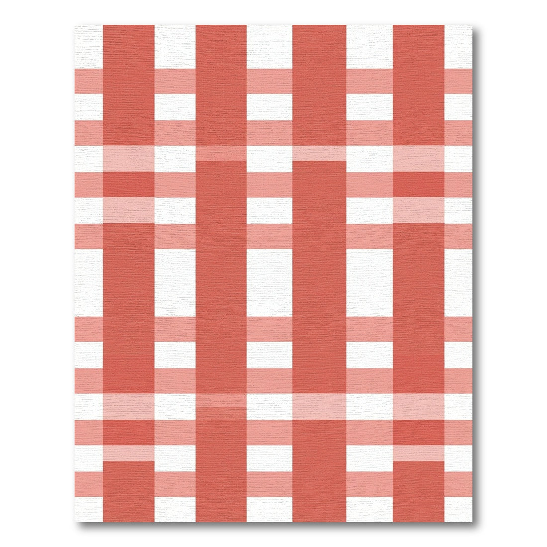 Coral White Gingham Plaid Rug