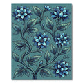 Elegant Deep Blue Botanical Floral Rug