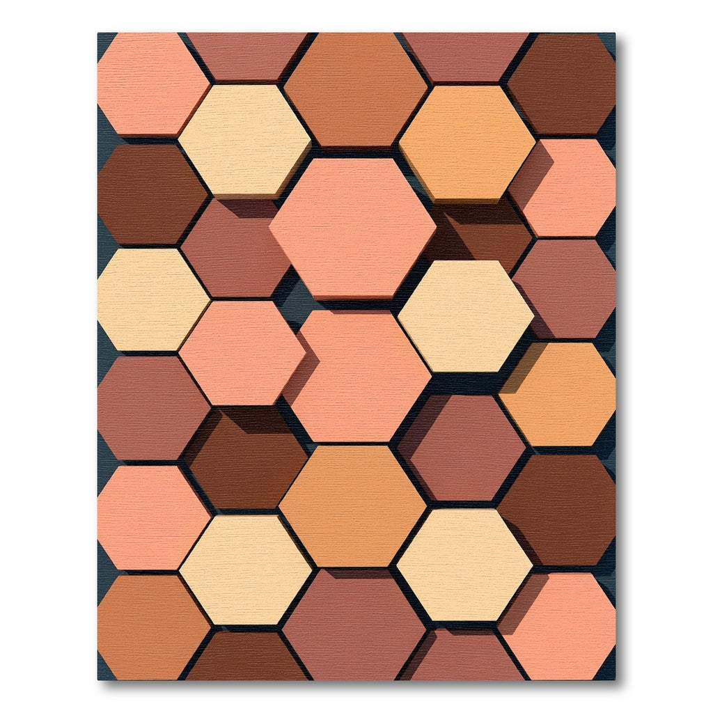 Terracotta Peach Hexagon Arrangement Rug