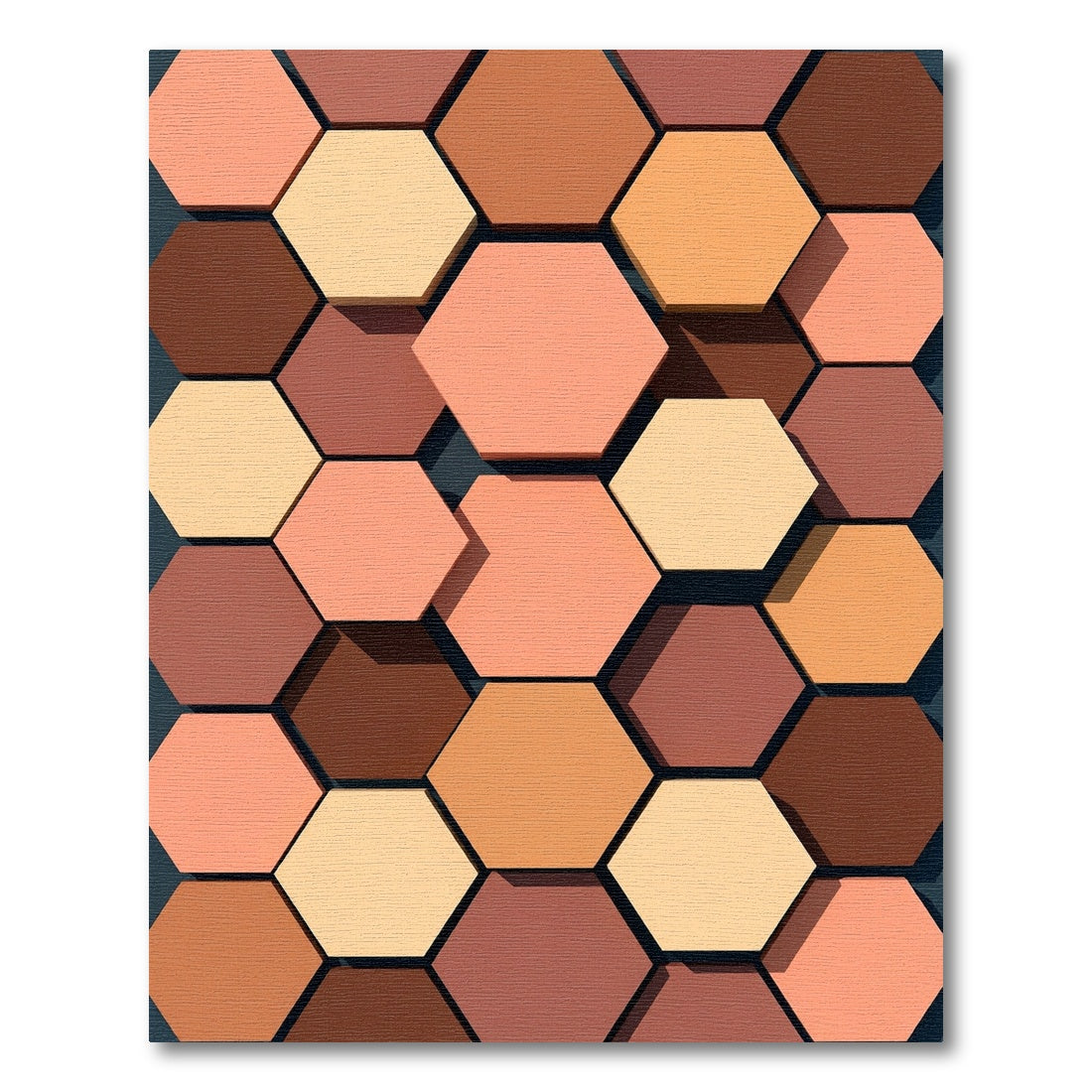 Terracotta Peach Hexagon Arrangement Rug