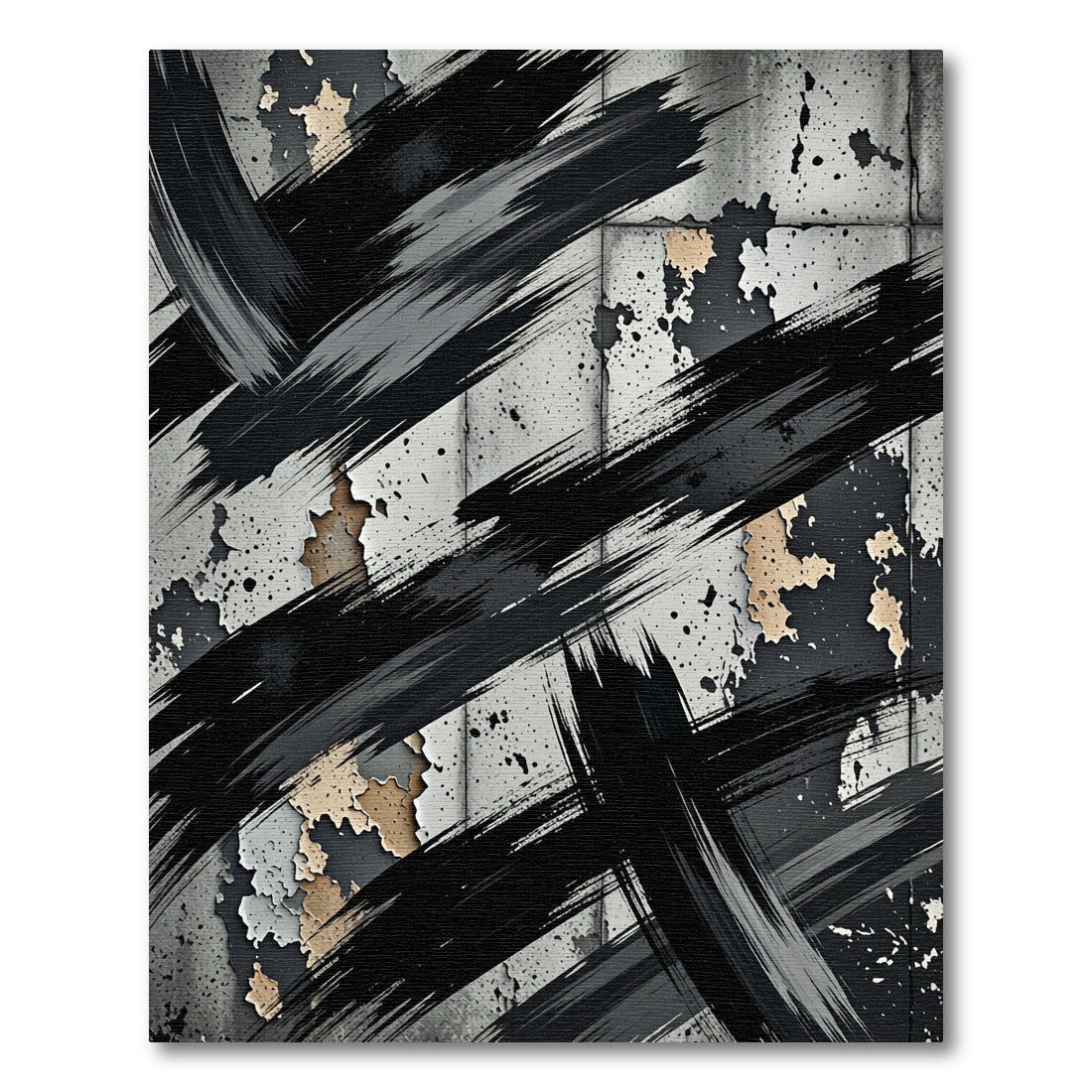 Abstract Monochromatic Black Ink Grunge Stroke Rug
