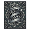 Ornate Renaissance Scrollwork Charcoal Rug
