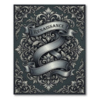 Ornate Renaissance Scrollwork Charcoal Rug