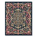Ornate Gold Pink Scroll Heart Garland Rug