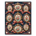 Ornate Floral Oval Cameo Ribbon Tapestry Rug