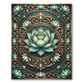 Ornate Teal Lotus Gold Medallion Rug