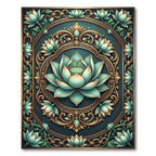 Ornate Teal Lotus Gold Medallion Rug