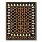 Black and Gold Floral and Leaf Border Rug