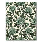 Elegant Sage Green Goth Rose Garden Rug