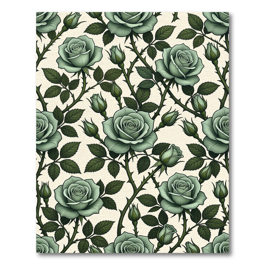Elegant Sage Green Goth Rose Garden Rug