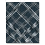 Navy Blue Diagonal Plaid Grid Rug