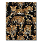 Black Gold Leopard Swirl Contemporary Rug