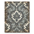 Elegant Damask Scroll Slate Gray Rug