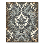 Elegant Damask Scroll Slate Gray Rug