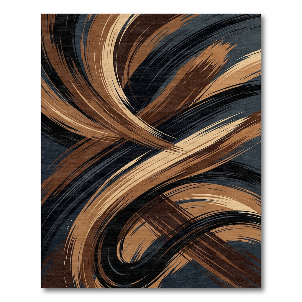 Modern Abstract Swirl Copper Black Rug