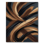 Modern Abstract Swirl Copper Black Rug