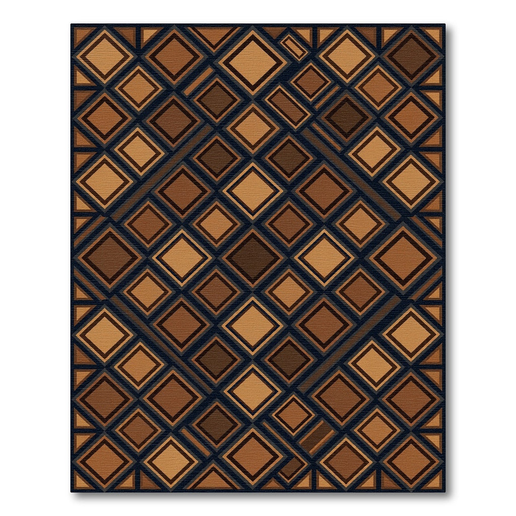 Brown Geometric Diamond Grid Texture Rug