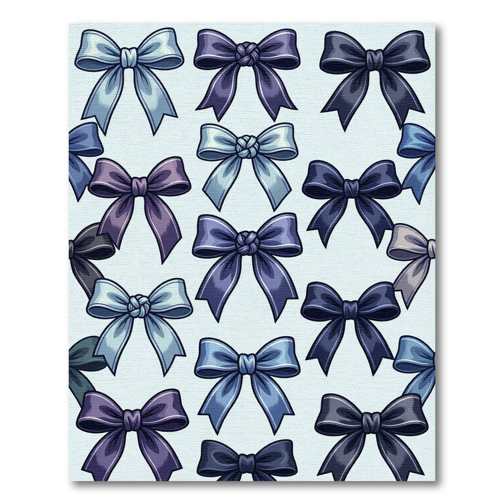 Elegant Blue Ribbon Bow Illustration Rug