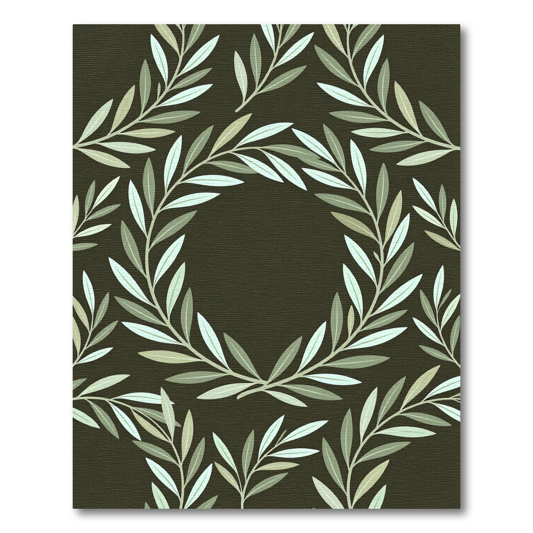Sage Green Olive Branch Laurel Wreath Rug