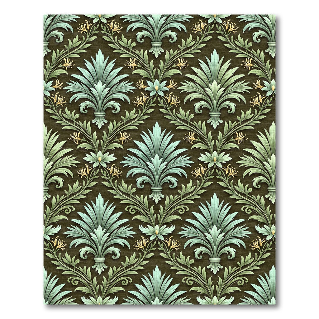 Jade Green Floral Acanthus Damask Rug