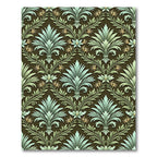 Jade Green Floral Acanthus Damask Rug