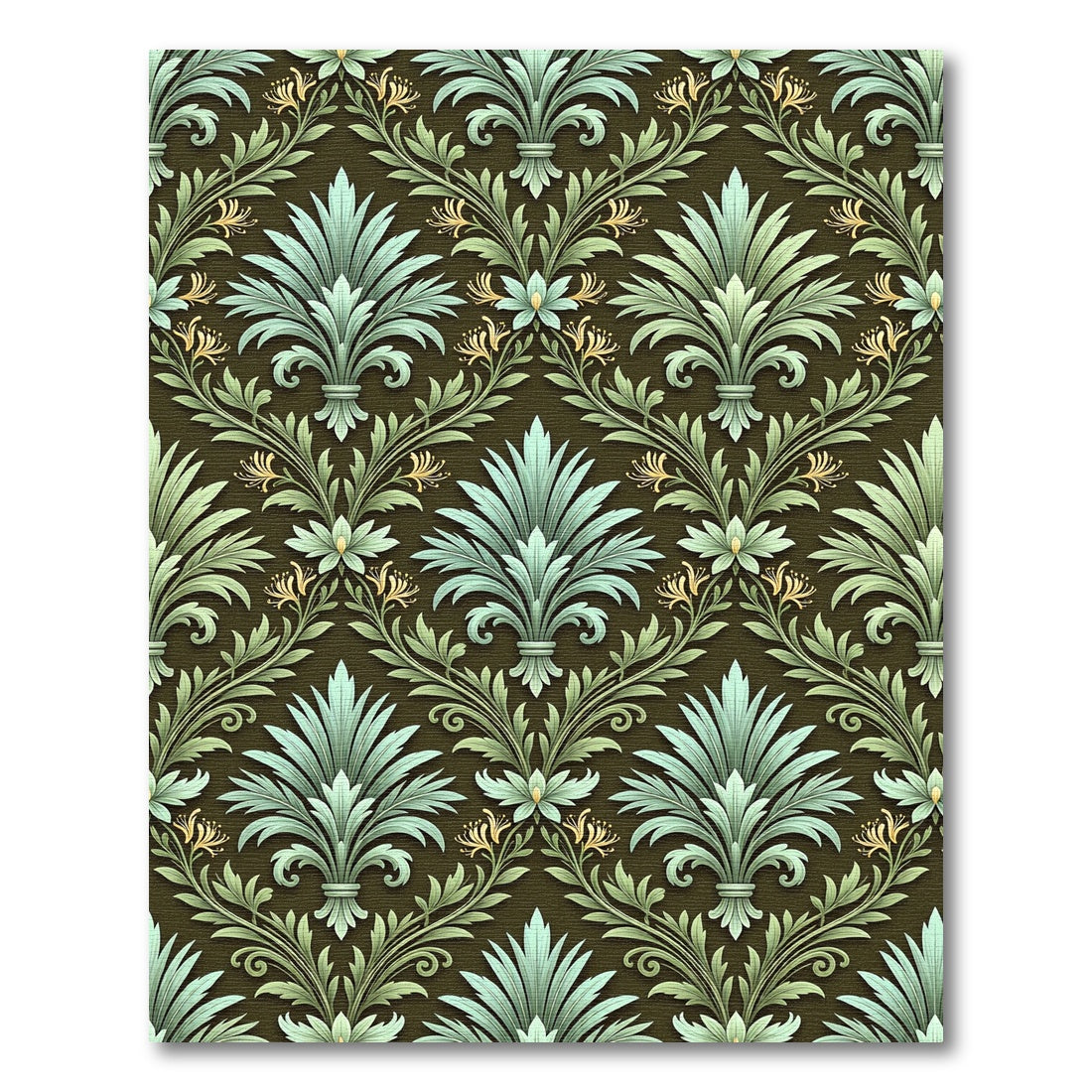 Jade Green Floral Acanthus Damask Rug