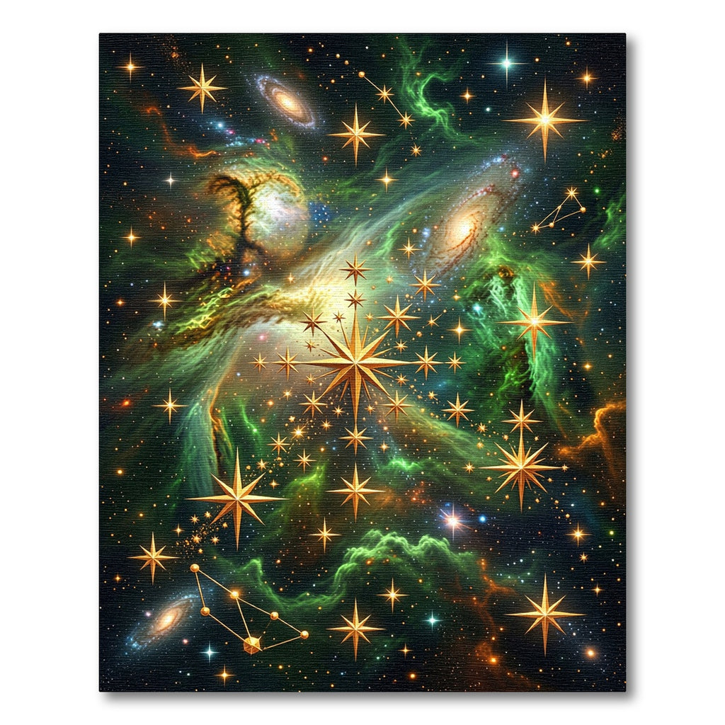 Cosmic Nebula Golden Starry Sky Rug