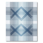 Modern Navy Blue Linear Geometric Diamond Rug